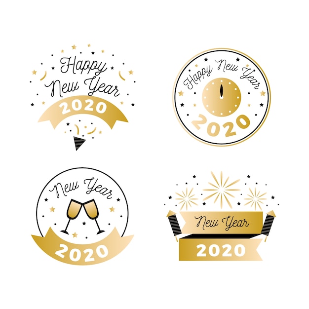 Platte nieuwjaar 2020 badge set