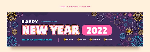 Gratis vector platte nieuwjaar twitch banner