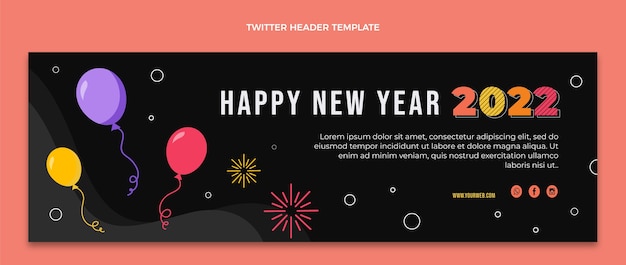 Gratis vector platte nieuwjaar twitter header