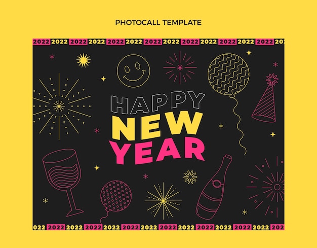 Gratis vector platte nieuwjaarsfotocall-sjabloon