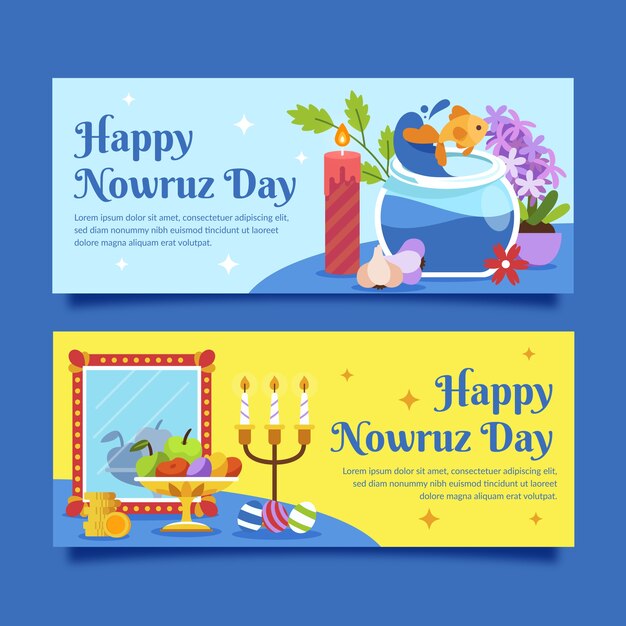 Platte nowruz horizontale banners set