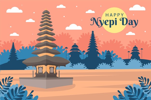 Gratis vector platte nyepi-achtergrond