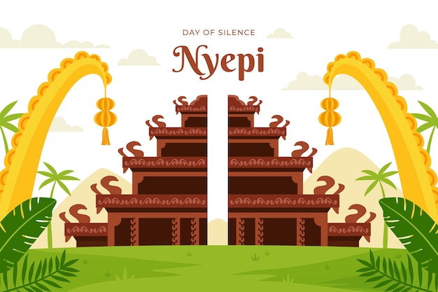 Gratis vector platte nyepi-achtergrond