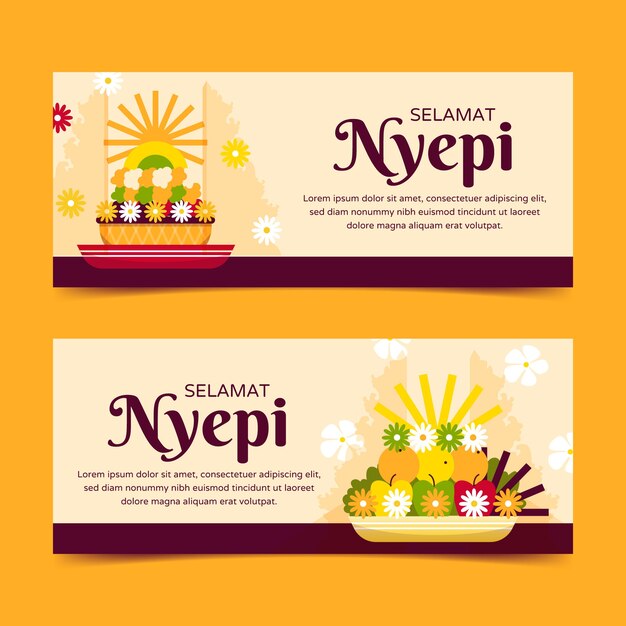 Platte nyepi horizontale banners set