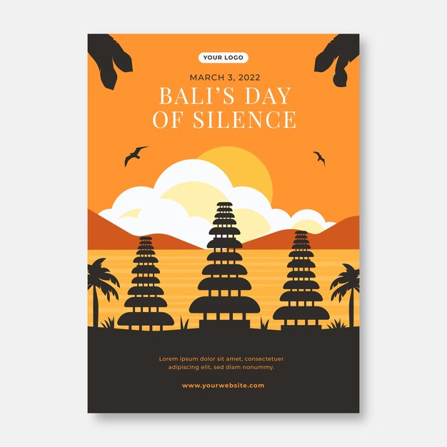 Gratis vector platte nyepi verticale postersjabloon