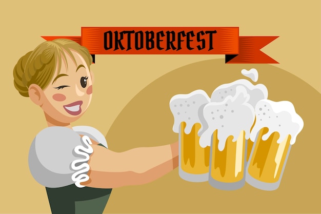 Gratis vector platte oktoberfest achtergrond