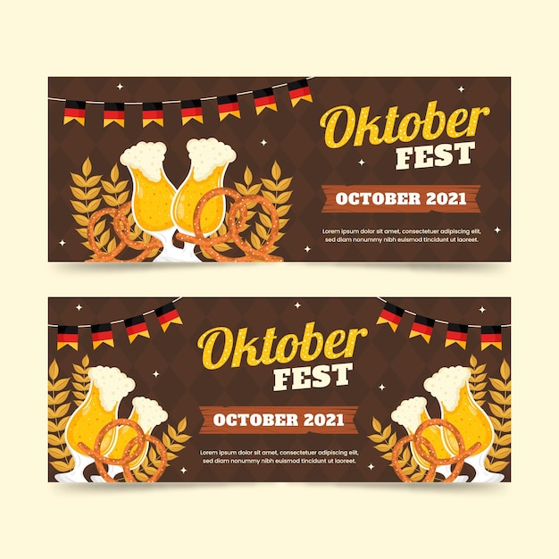 Gratis vector platte oktoberfest banners set