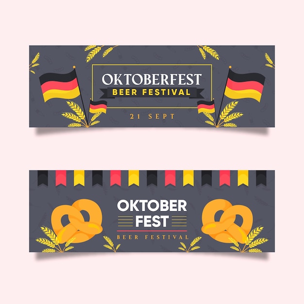 Gratis vector platte oktoberfest banners