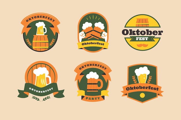 Platte oktoberfest labels collectie