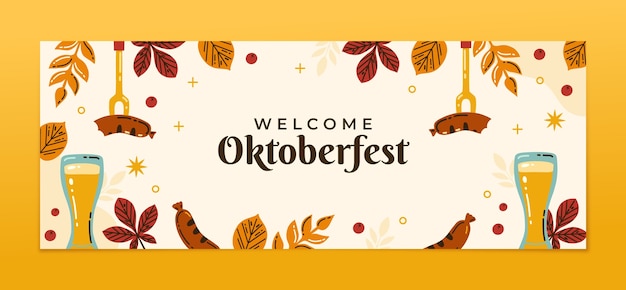 Gratis vector platte oktoberfest sociale media voorbladsjabloon