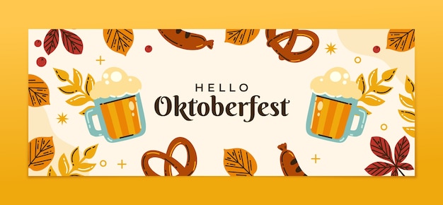 Gratis vector platte oktoberfest sociale media voorbladsjabloon