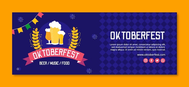 Gratis vector platte oktoberfest sociale media voorbladsjabloon