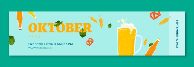 Gratis vector platte oktoberfest twitch banner
