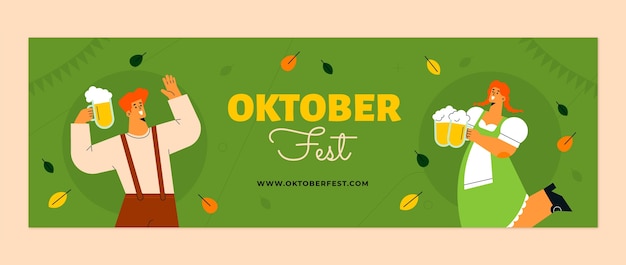 Gratis vector platte oktoberfest twitter header