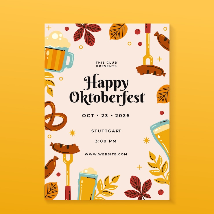 Gratis Vector platte oktoberfest uitnodigingssjabloon