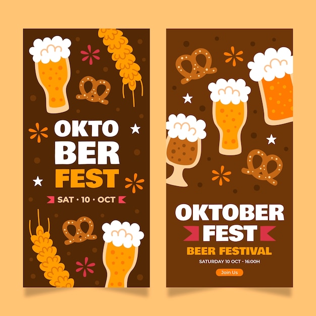 Gratis vector platte oktoberfest verticale banners set