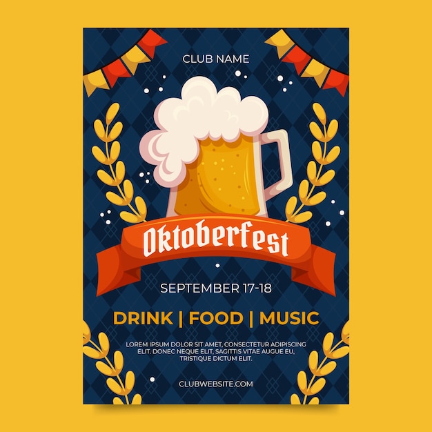 Gratis vector platte oktoberfest verticale postersjabloon