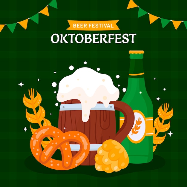 Platte oktoberfest viering illustratie