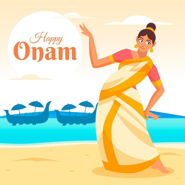 Gratis vector platte onam illustratie