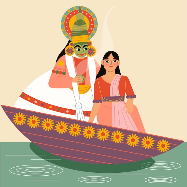 Gratis vector platte onam illustratie