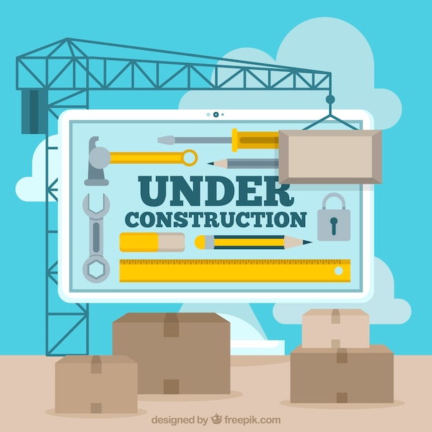 Gratis vector platte onder constructie sjabloon