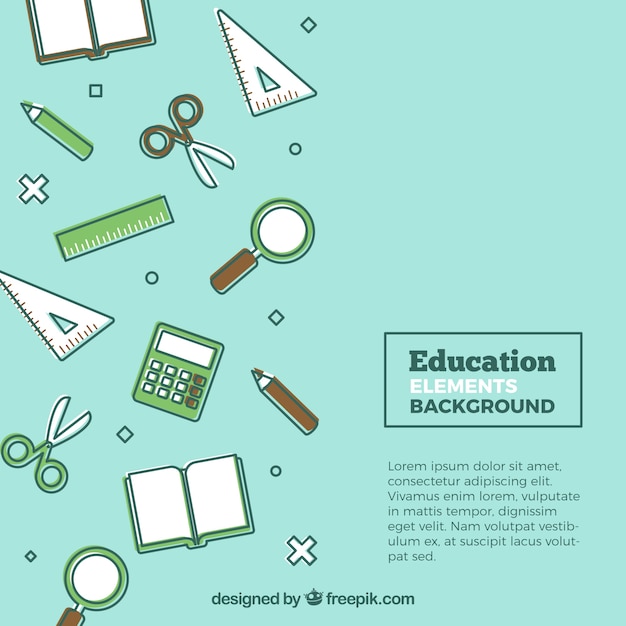 Platte onderwijs elementen achtergrond
