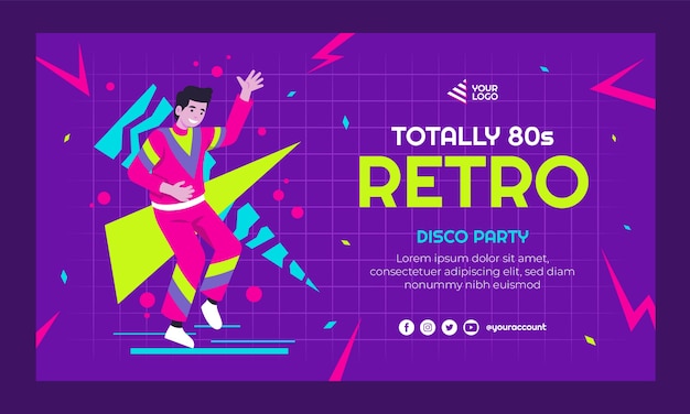 Gratis vector platte ontwerp 80s feest viering twitch achtergrond