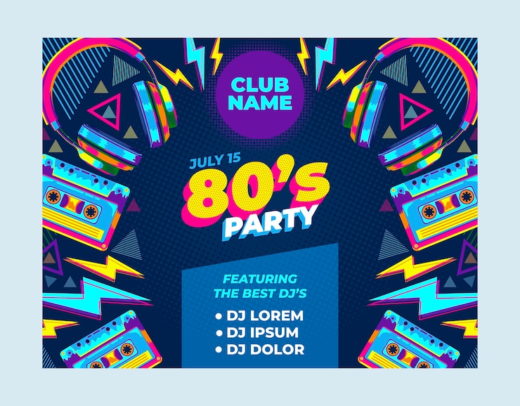 Gratis Vector platte ontwerp 80s party photocall