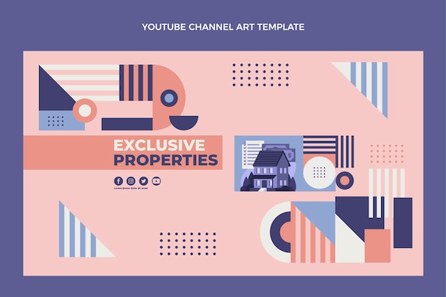 Platte ontwerp abstracte geometrische onroerend goed youtube channel art