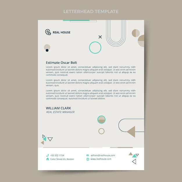 Platte ontwerp abstracte onroerend goed briefpapier