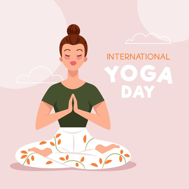 Platte ontwerp achtergrond internationale dag van yoga