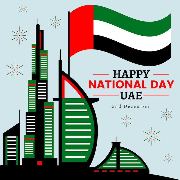 Platte ontwerp achtergrond verenigde arabische emiraten nationale feestdag