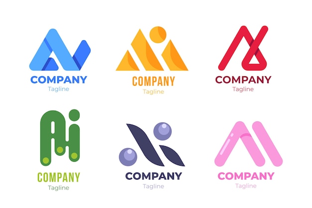Platte ontwerp ai logo sjabloonpakket