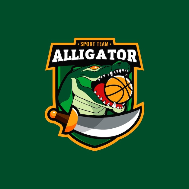 Platte ontwerp alligator logo sjabloon