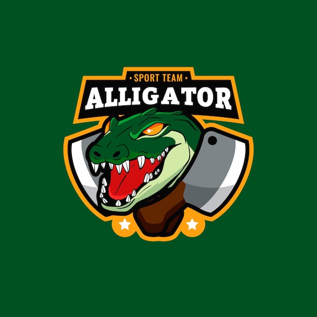 Gratis vector platte ontwerp alligator logo sjabloon