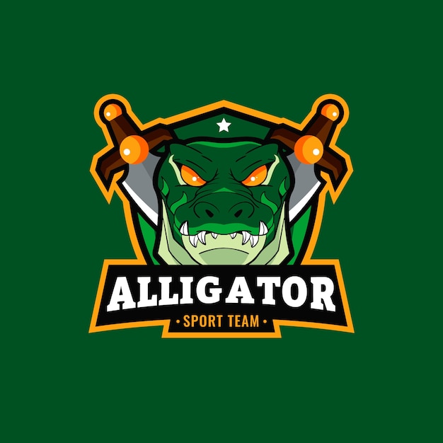 Gratis vector platte ontwerp alligator logo sjabloon