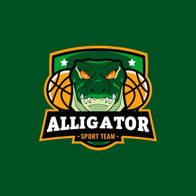 Platte ontwerp alligator logo sjabloon
