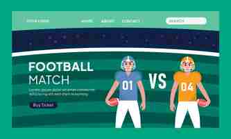 Gratis vector platte ontwerp american football-landingspagina