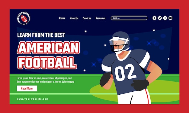 Gratis vector platte ontwerp american football-landingspagina