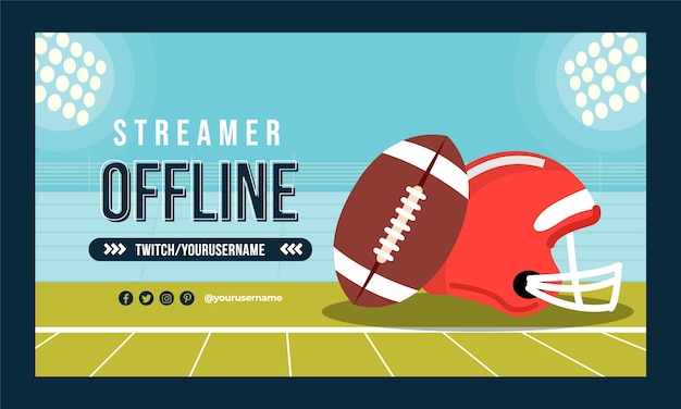 Platte ontwerp Amerikaanse voetbal twitch achtergrond