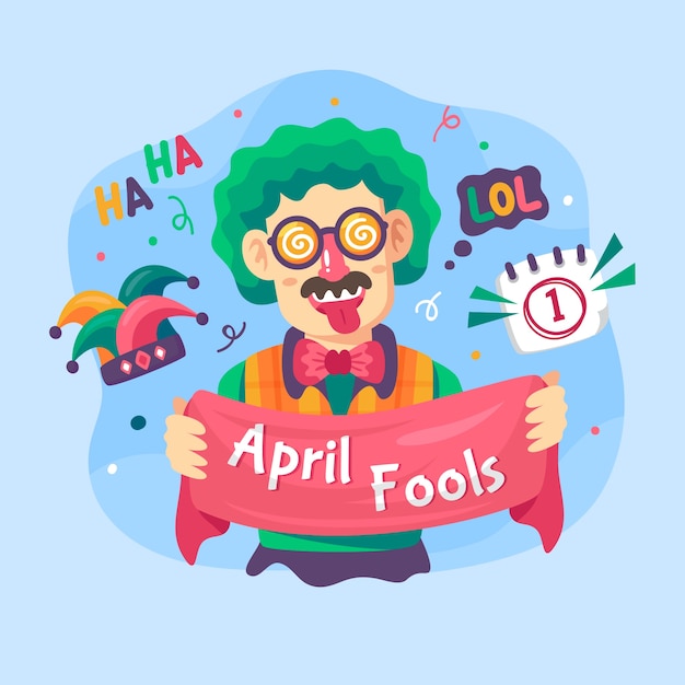 Gratis vector platte ontwerp april dwazen dag concept