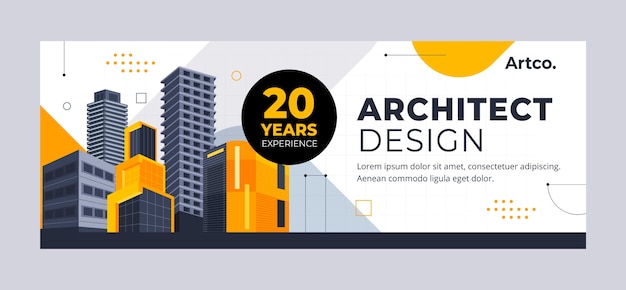 Platte ontwerp architectuur project facebook voorbladsjabloon
