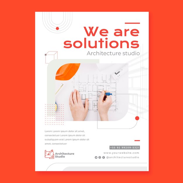 Platte ontwerp architectuur project poster sjabloon