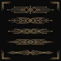 Gratis vector platte ontwerp art deco ornament set