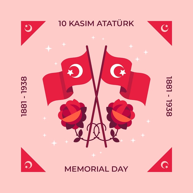 Gratis vector platte ontwerp ataturk herdenkingsdag