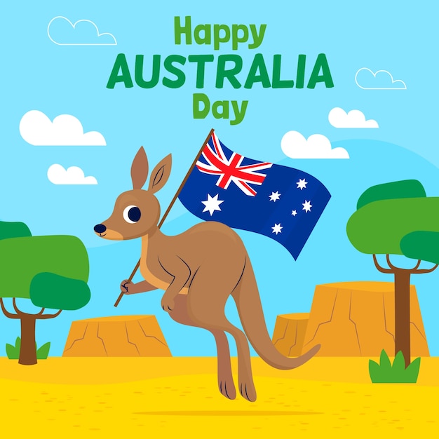 Platte ontwerp australië dag concept