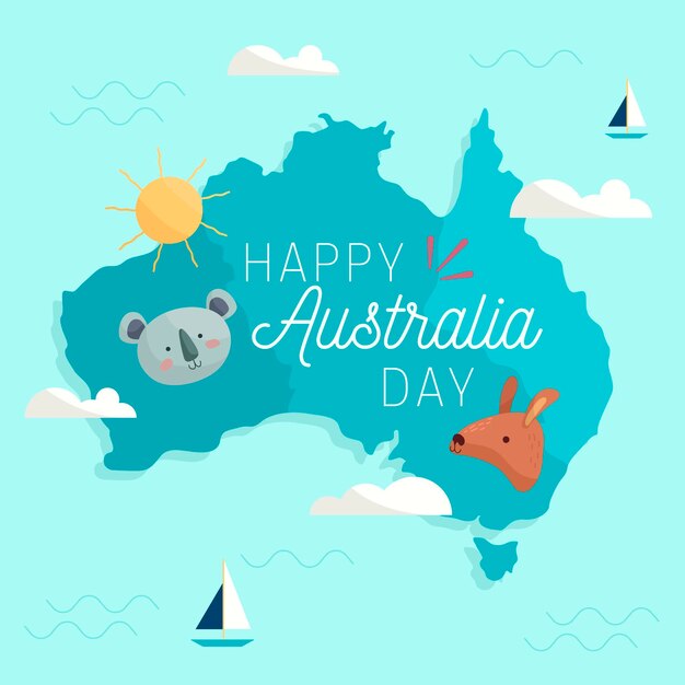 Platte ontwerp australië dag illustratie