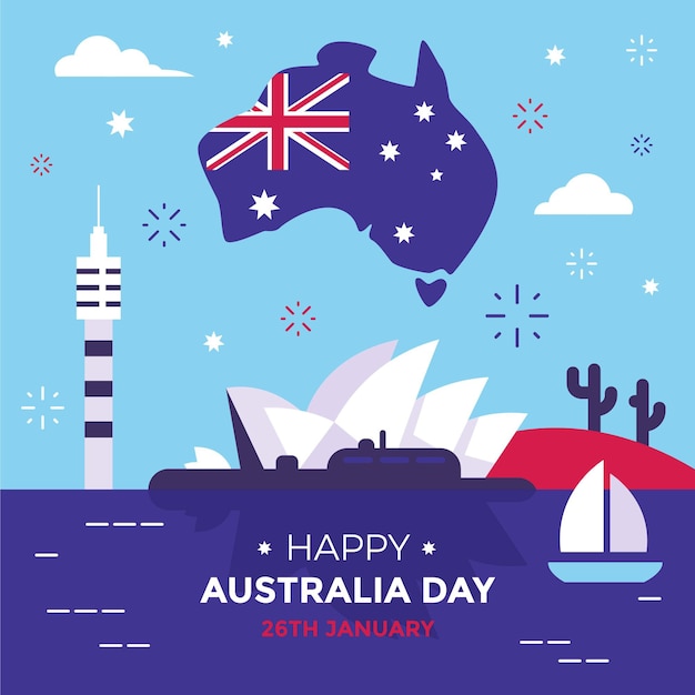 Gratis vector platte ontwerp australië dag