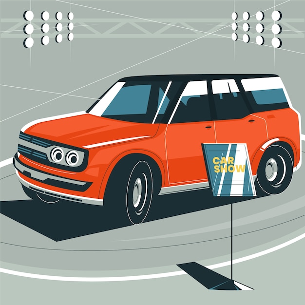 Gratis vector platte ontwerp auto show illustratie