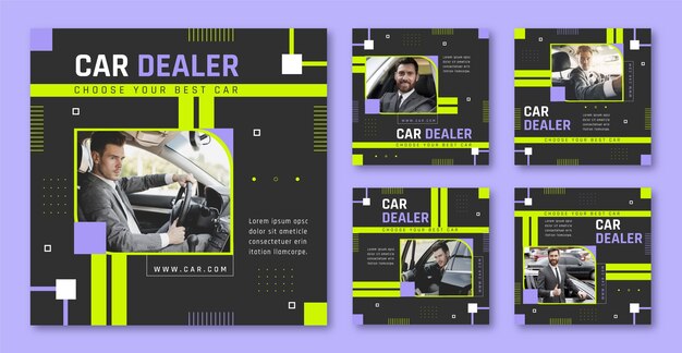 Platte ontwerp autodealer instagram-berichten